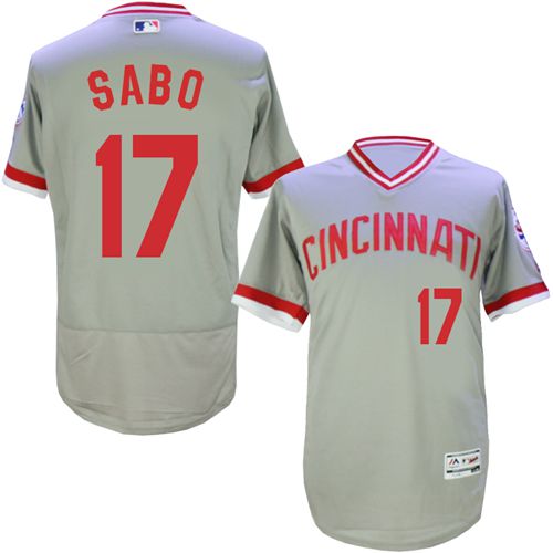 Reds #17 Chris Sabo Grey Flexbase Authentic Collection Cooperstown Stitched MLB Jersey